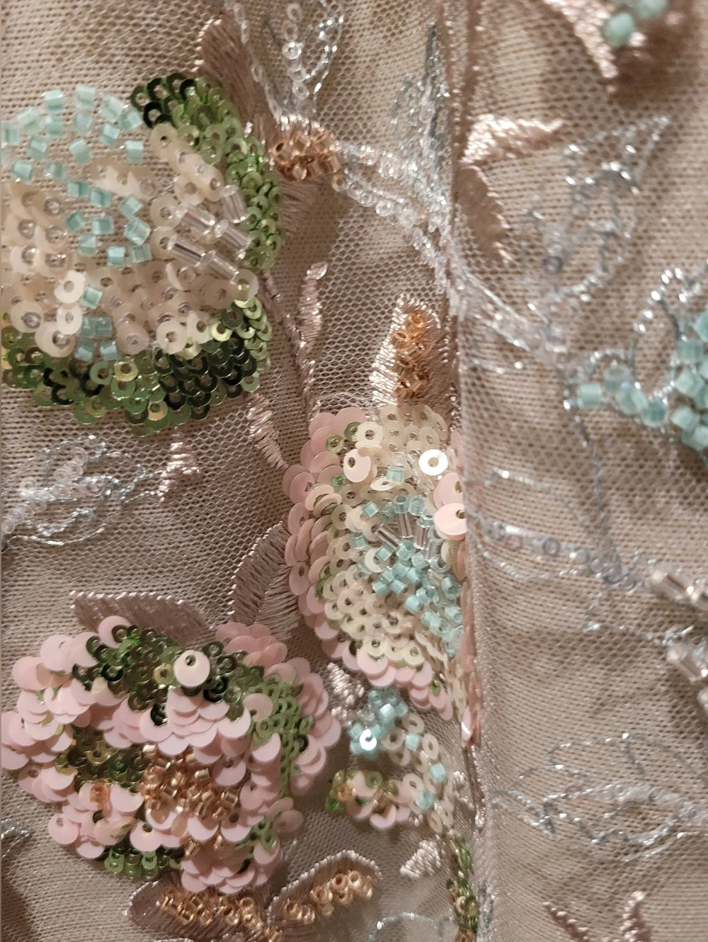 NWOT House of CB Taupe Embroidered Floral Mermaid Gown - Picture 15 of 15